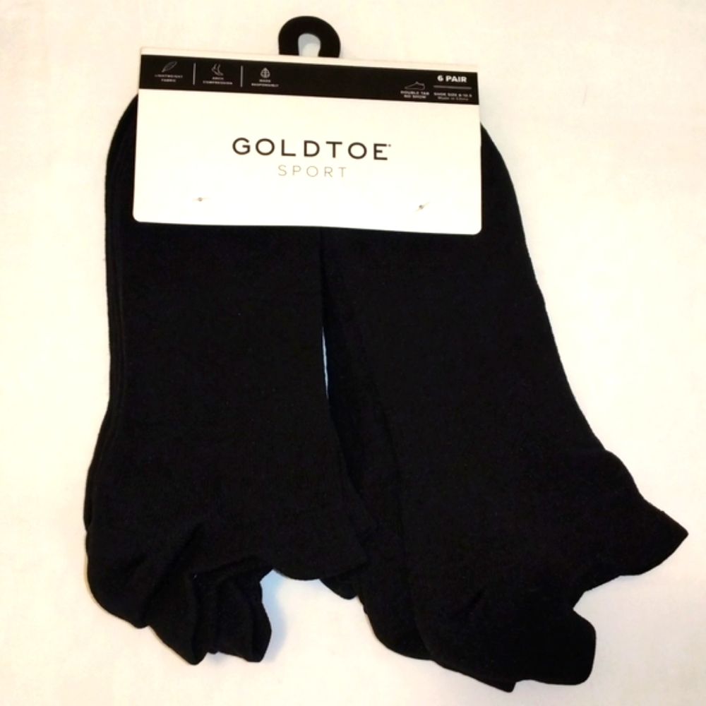 SIX PAIR of GOLDTOE Women's Sport Socks Black